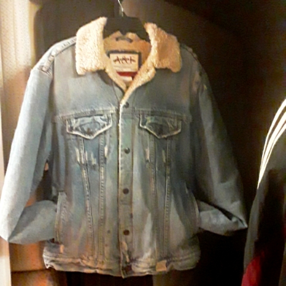 Abercrombie& Fitch Denim/Faux Wool Jacket